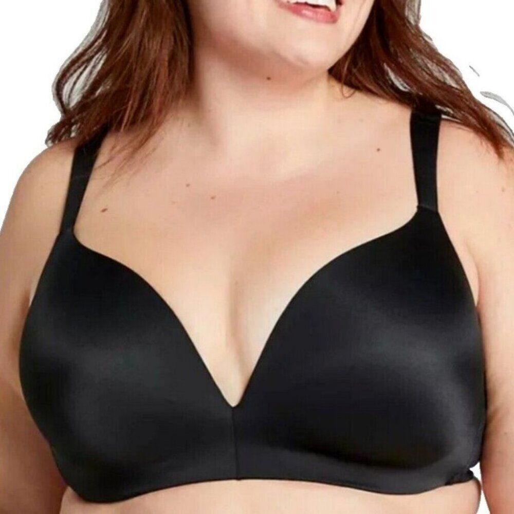 Lane Bryant Cacique Womens Simply Wire Free Plunge Bra Size 38DD Black - Picture 2 of 7
